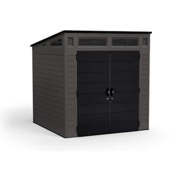 Suncast Modernist 7 ft. x 7 ft. Resin Vertical Pent Storage Shed with Floor Kit