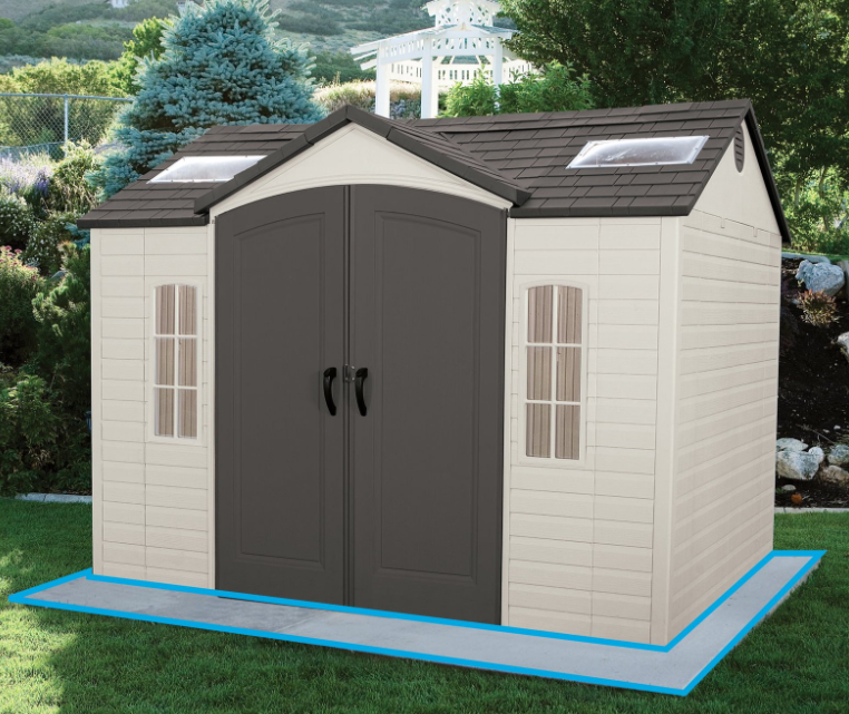 Lifetime Lockable Polyethylene Outdoor Storage Shed, 10′ x 8′, Tan & Brown (60005)